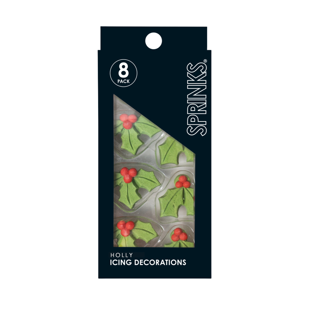 SPRINKS Icing Decorations - HOLLY (8 pieces)
