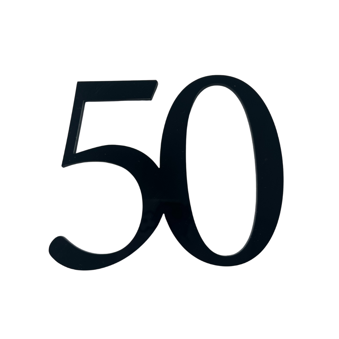 50 BLACK 10CM ACRYLIC CAKE FROPPER