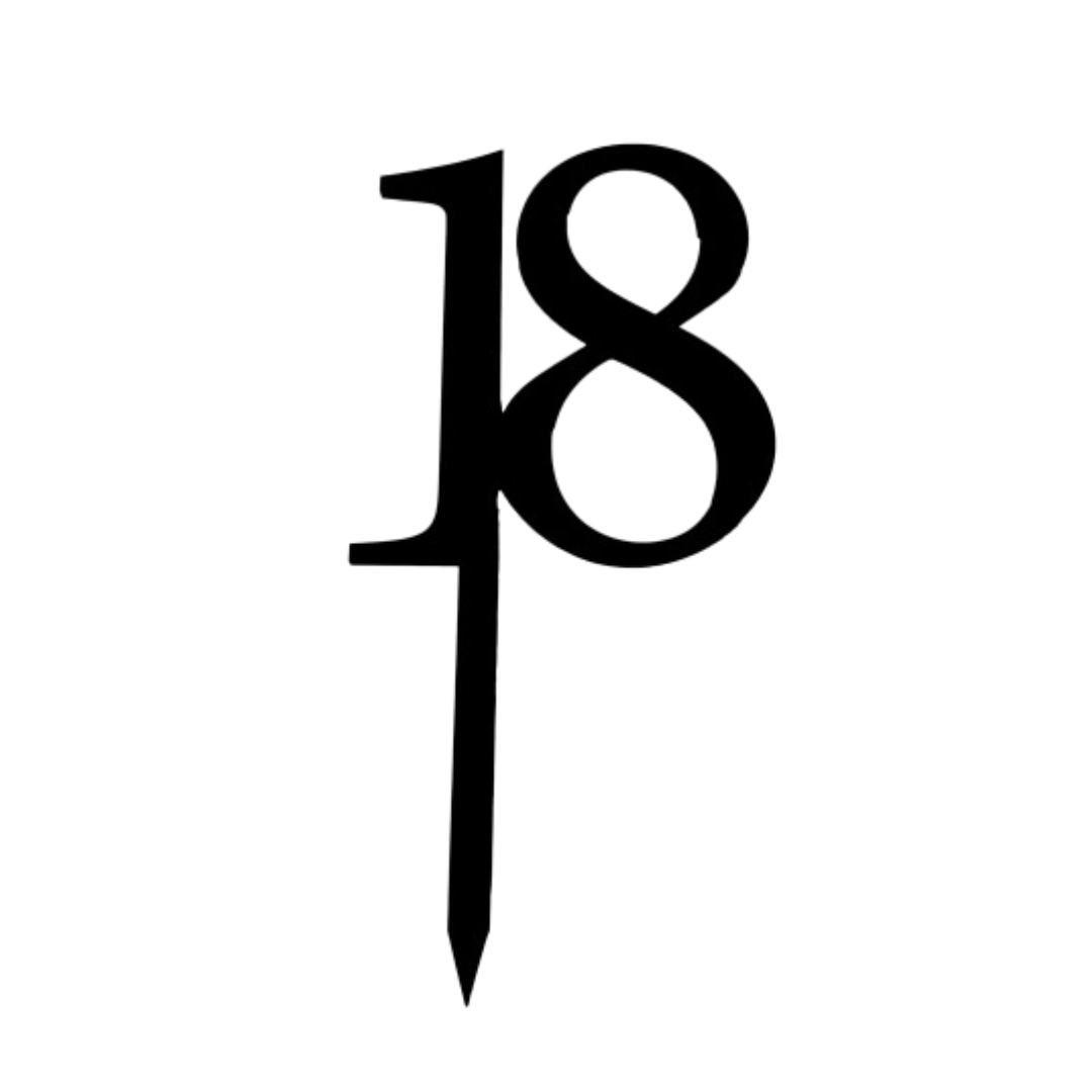 18 BLACK 10CM ACRYLIC CAKE TOPPER