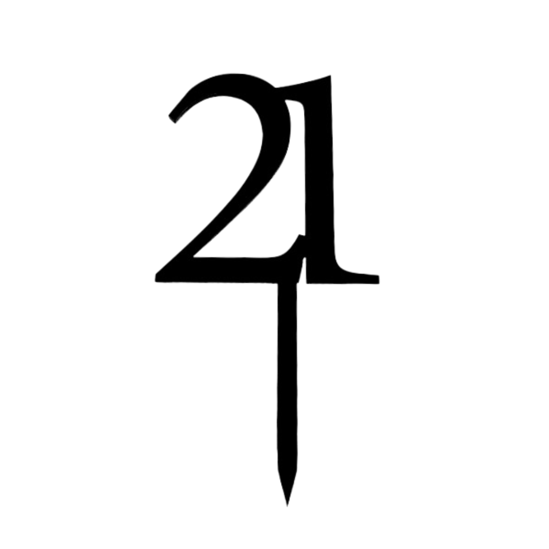 21 BLACK 10CM ACRYLIC CAKE TOPPER