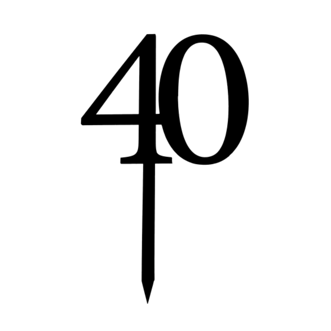 40 BLACK 10CM ACRYLIC CAKE TOPPER