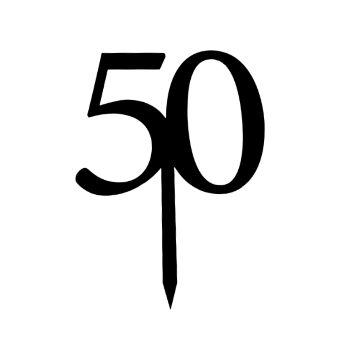50 BLACK 10CM ACRYLIC CAKE TOPPER