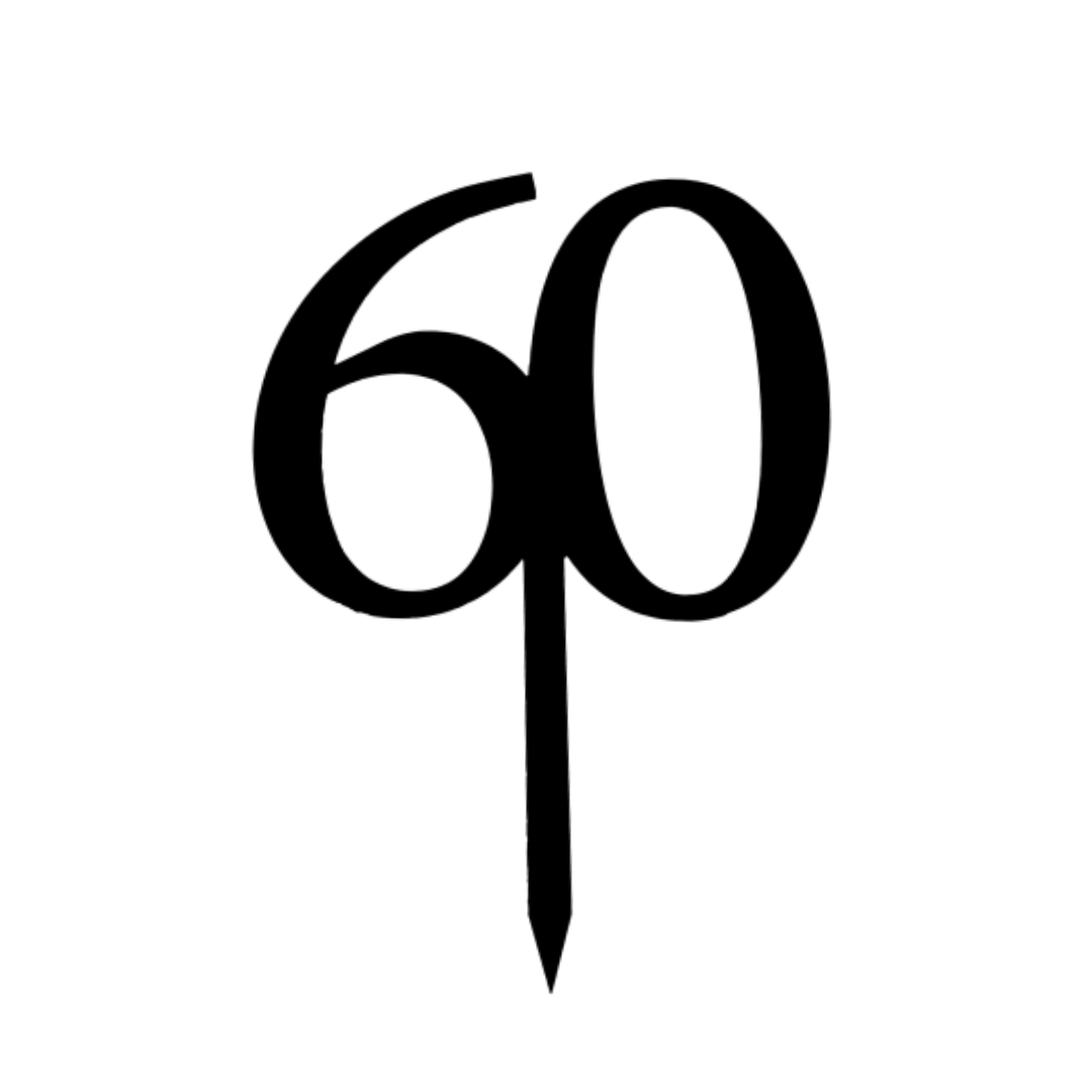 60 BLACK 10CM ACRYLIC CAKE TOPPER