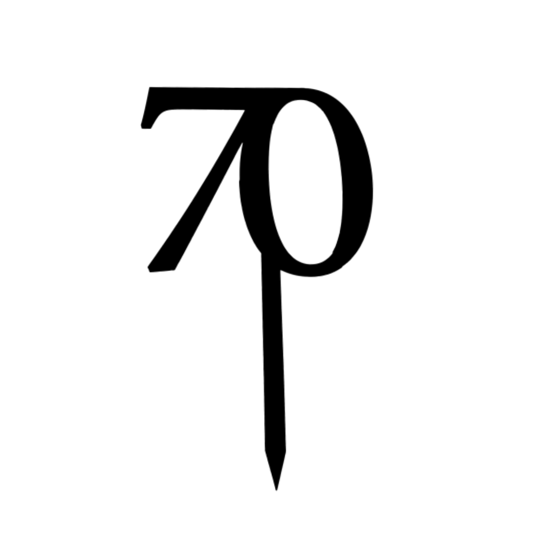 70 BLACK 10CM ACRYLIC CAKE TOPPER