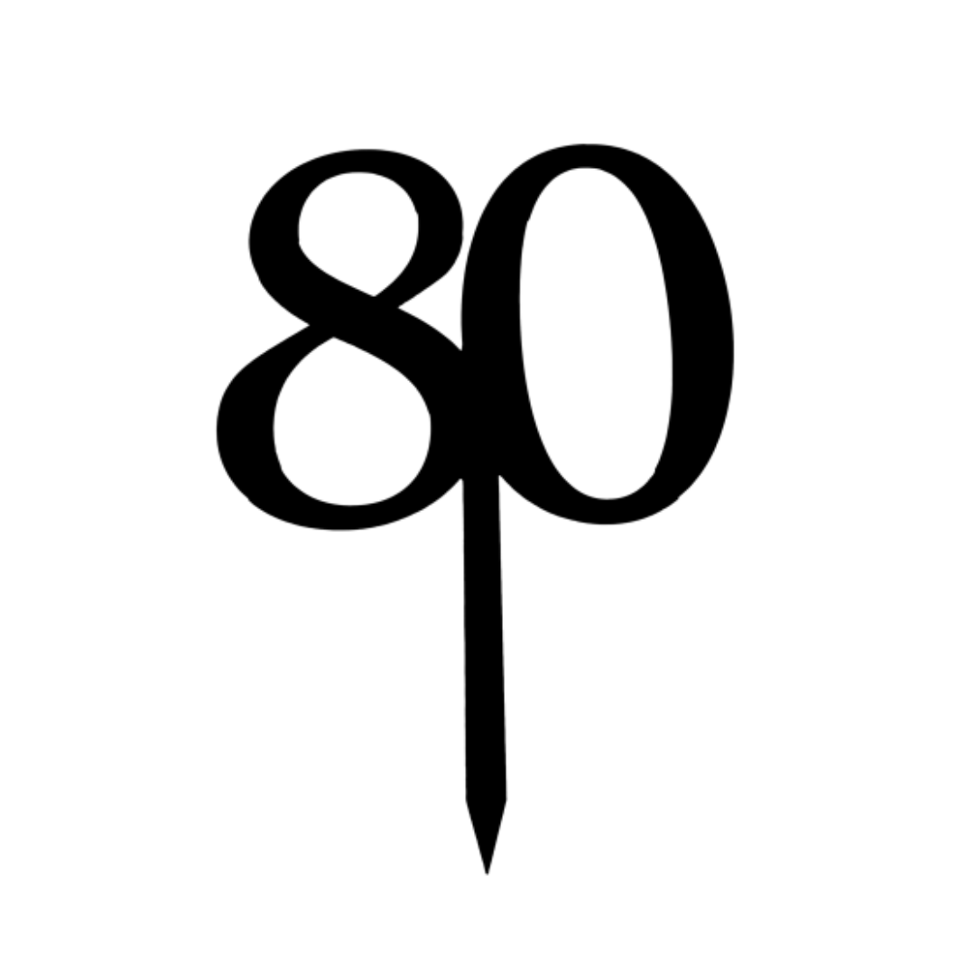 80 BLACK 10CM ACRYLIC CAKE TOPPER