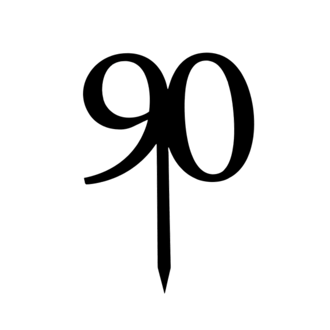 90 BLACK 10CM ACRYLIC CAKE TOPPER