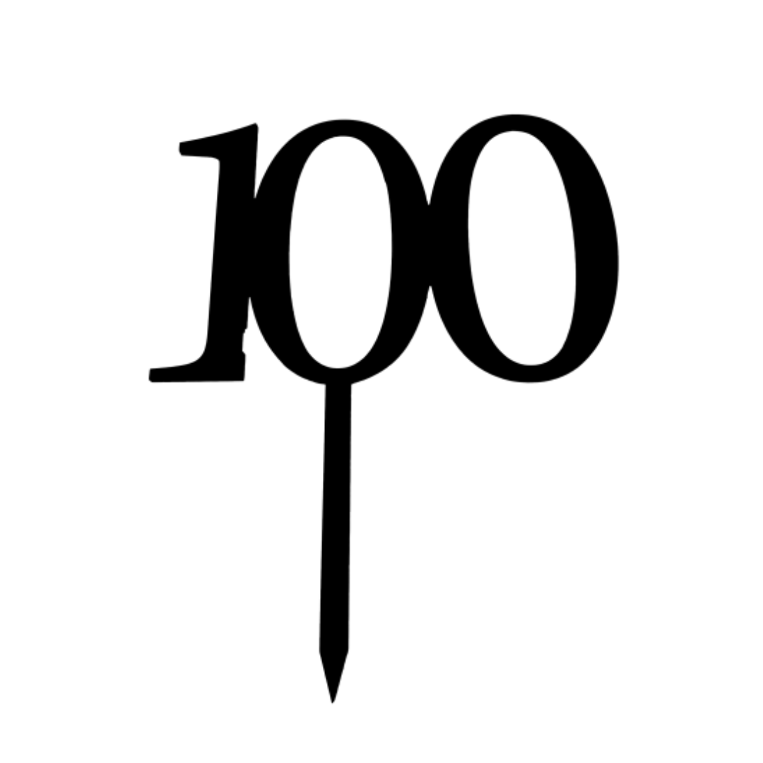 100 BLACK 10CM ACRYLIC CAKE TOPPER
