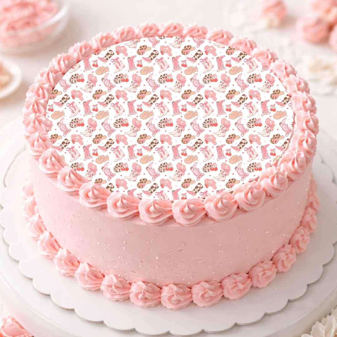 Pink Cowgirl Edible Image Template