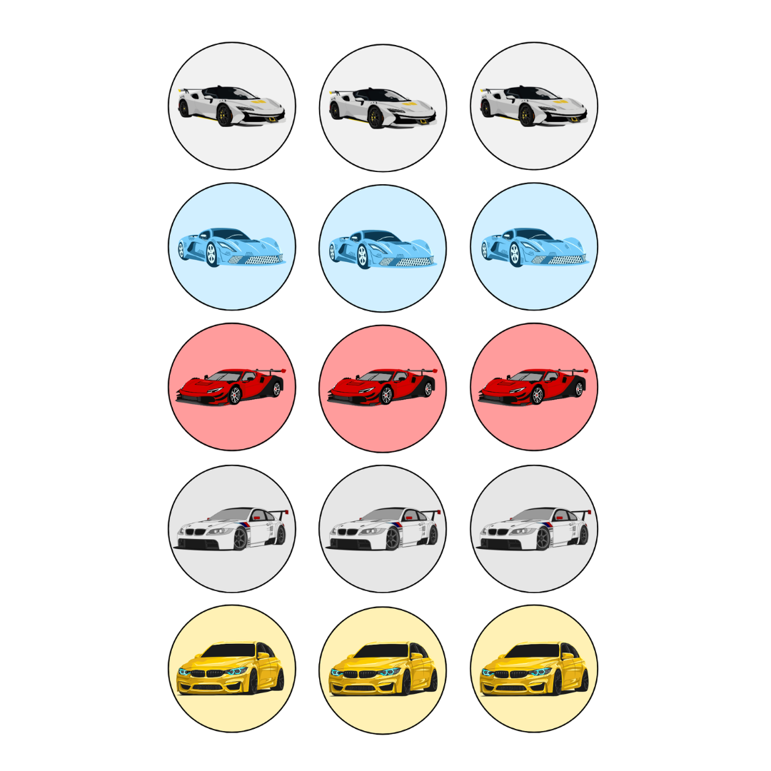 Fast Cars Cupcake Edible Images