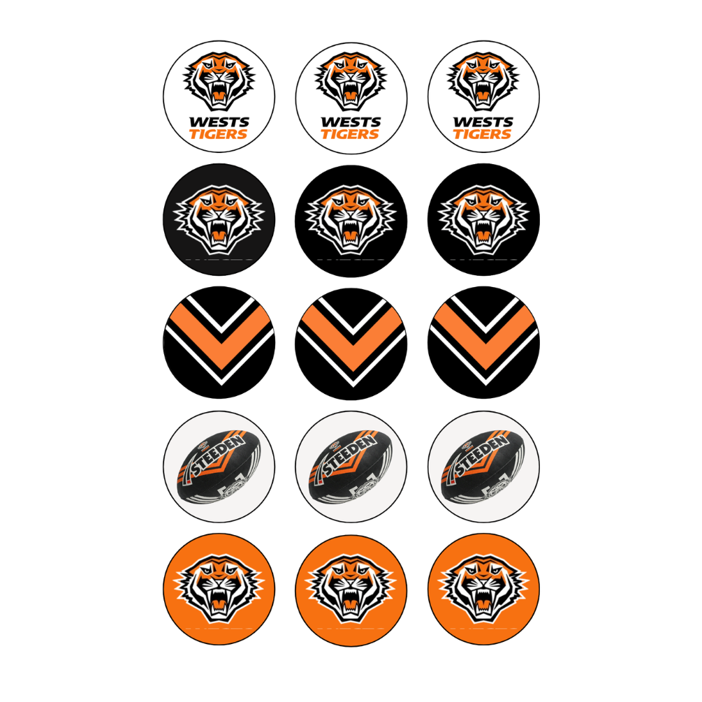 West Tigers Cupcake Edible Images