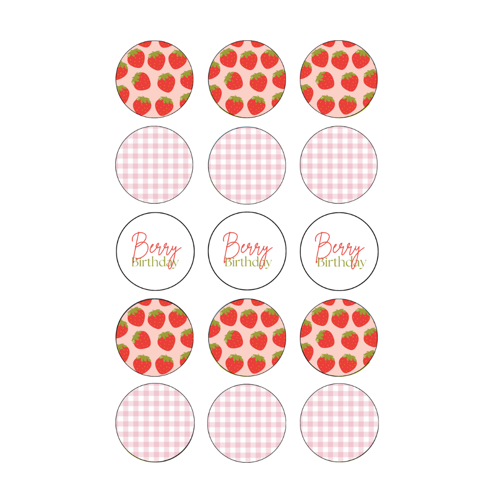 Berry Birthday Cupcake Edible Images