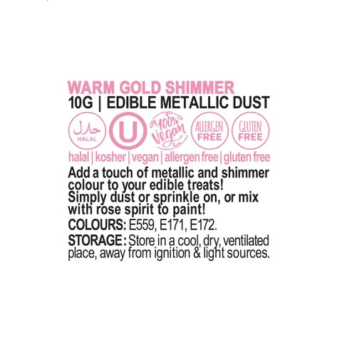 VIVID WARM SHIMMER GOLD EDIBLE METALLIC DUST 10G