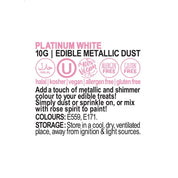 Platinum White Edible Metallic Dust 10g