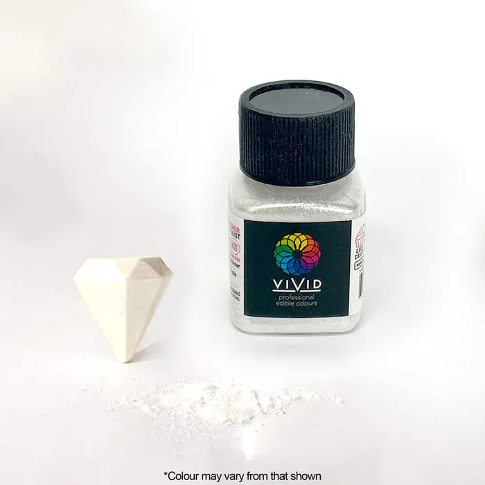 VIVID PLATINUM WHITE SHIMMER EDIBLE METALLIC DUST 10G