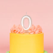 No 0 White Metallic Balloon Candle