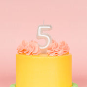 No 5 White Metallic Balloon Candle