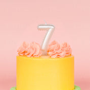 No 7 White Metallic Balloon Candle