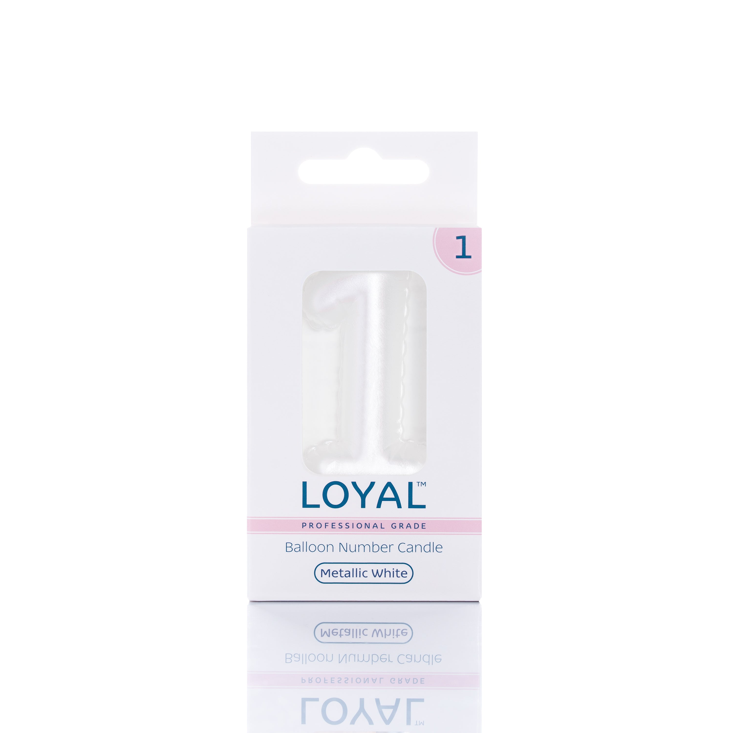 No 1 White Metallic Balloon Candle