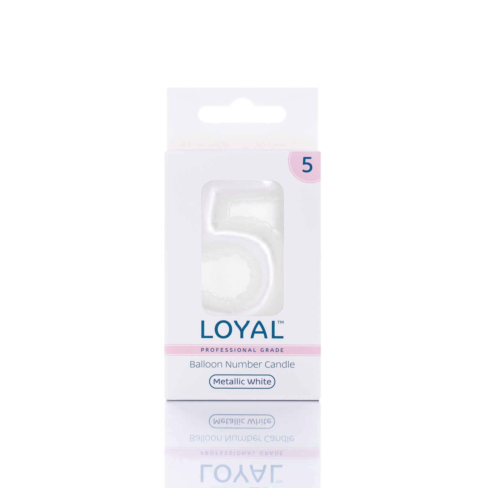 White Metallic Balloon Candle No 5