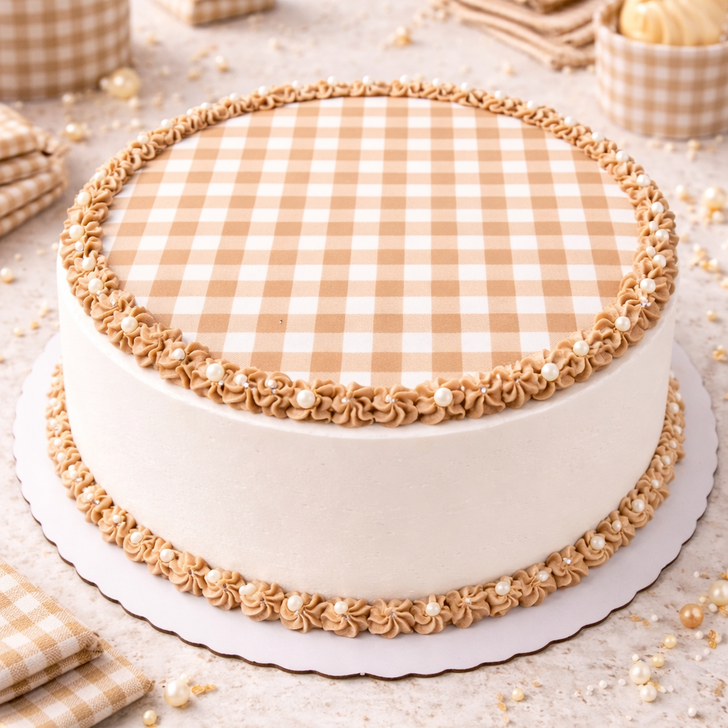 Brown Gingham Edible Image Template