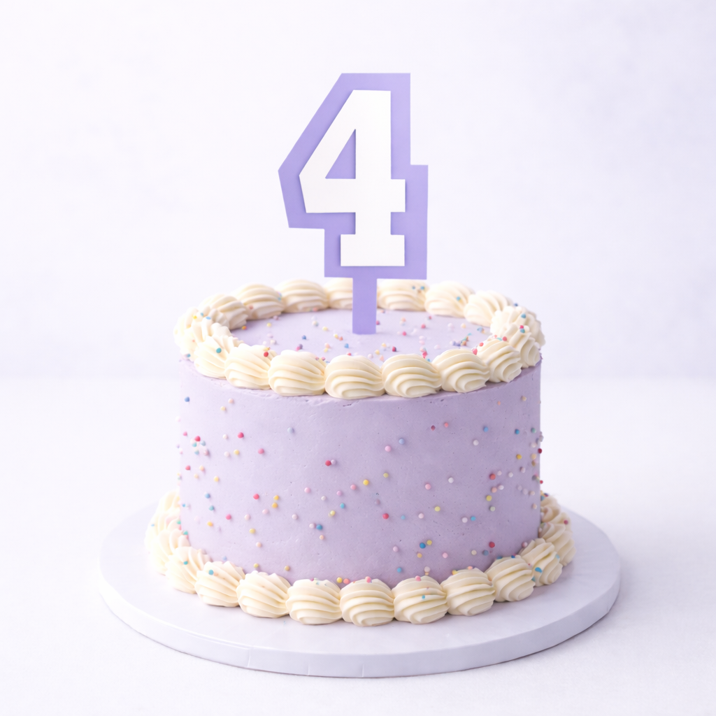 4 Lavender+White Layered Acrylic Cake Topper