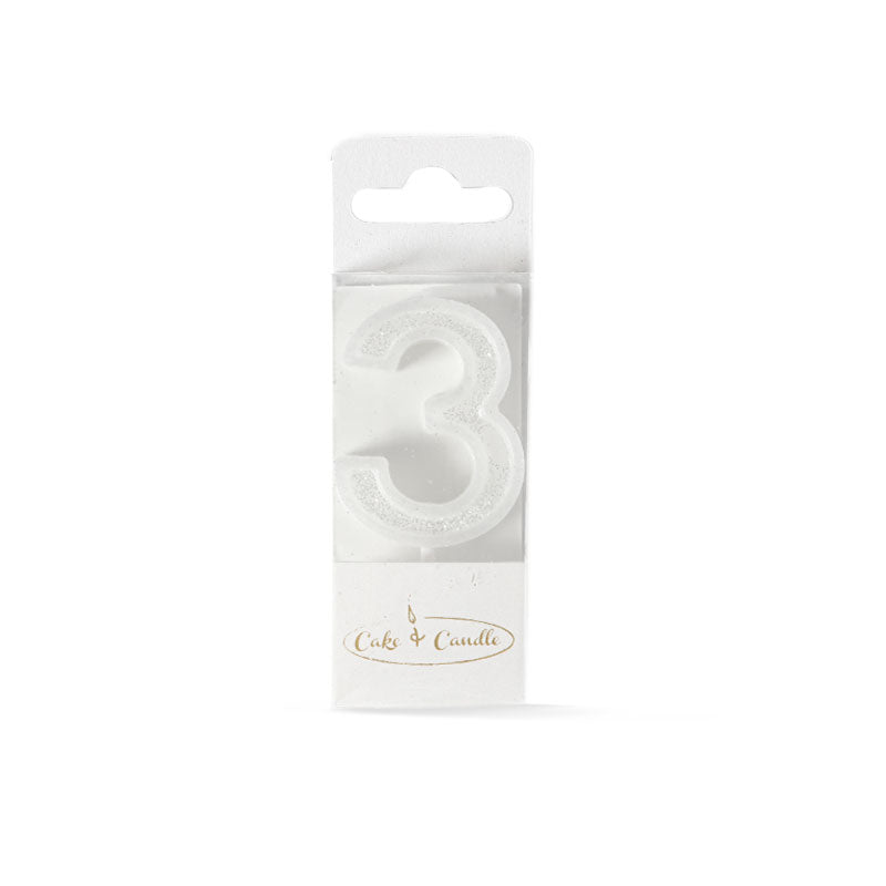 No 3 Mini Glitter White Candle