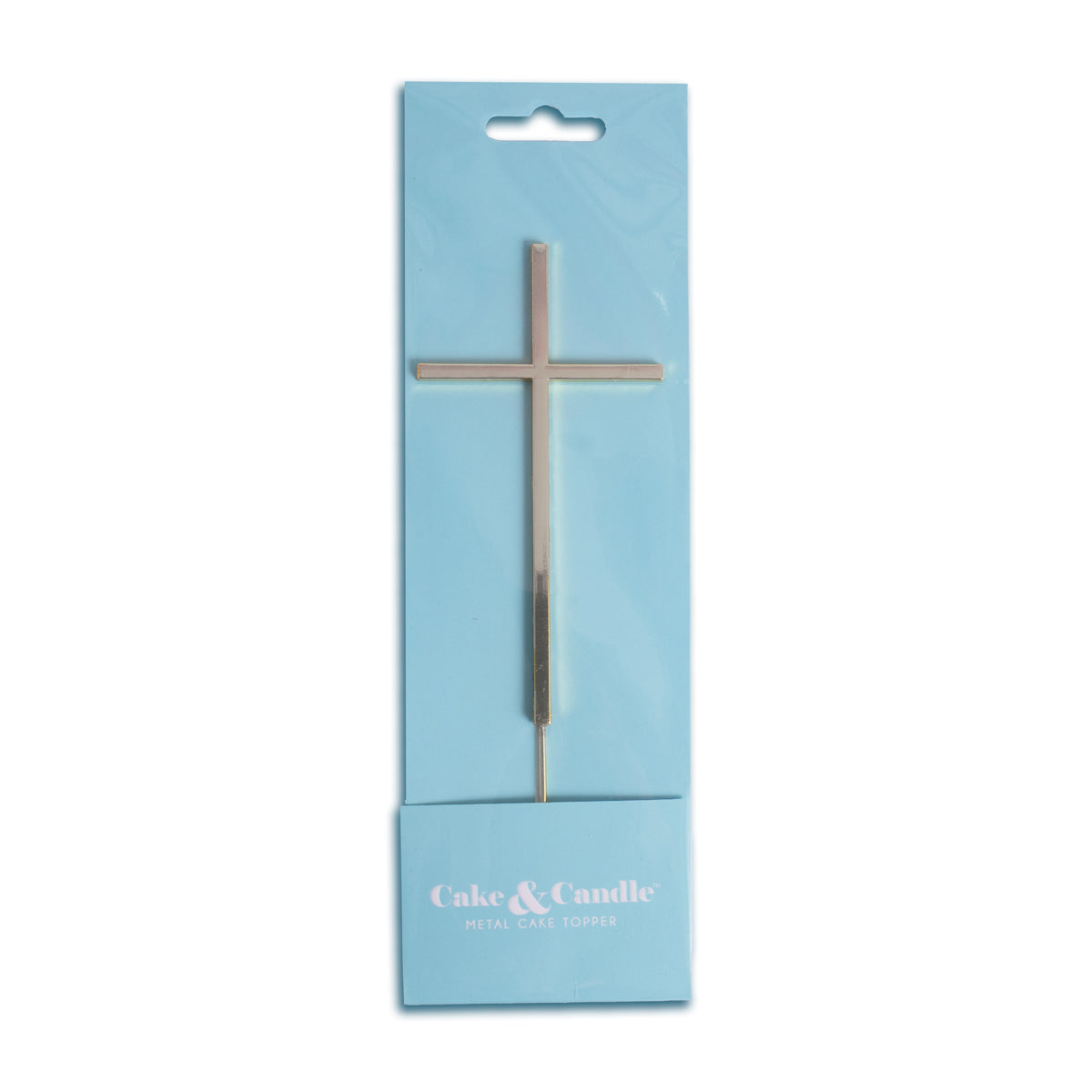 Fine Silver Cross Metal Cake Topper