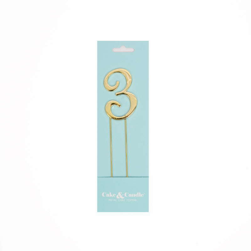 Number 3 Gold Metal Cake Topper