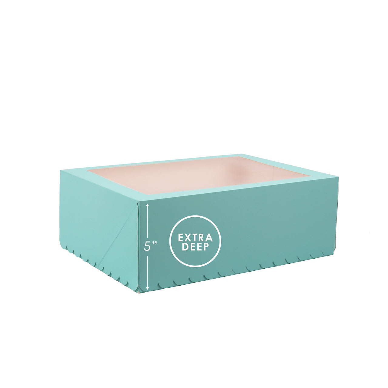 Scalloped Pastel Blue 12 Cupcake Box - 5inch Tall