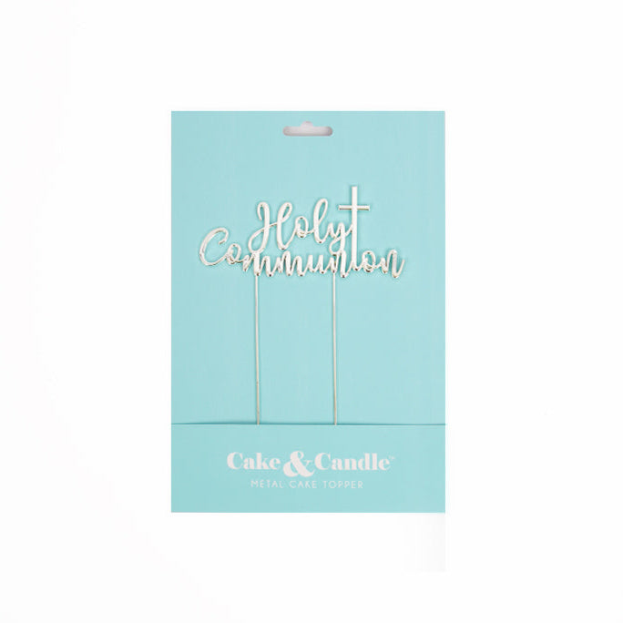 Holy Communion Silver Metal Cake Topper