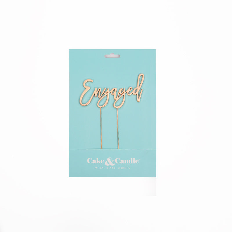 Engaged Rose Gold Metal Cake Topper