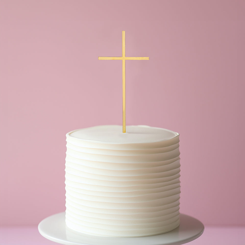 Fine Gold Cross Metal Cake Topper