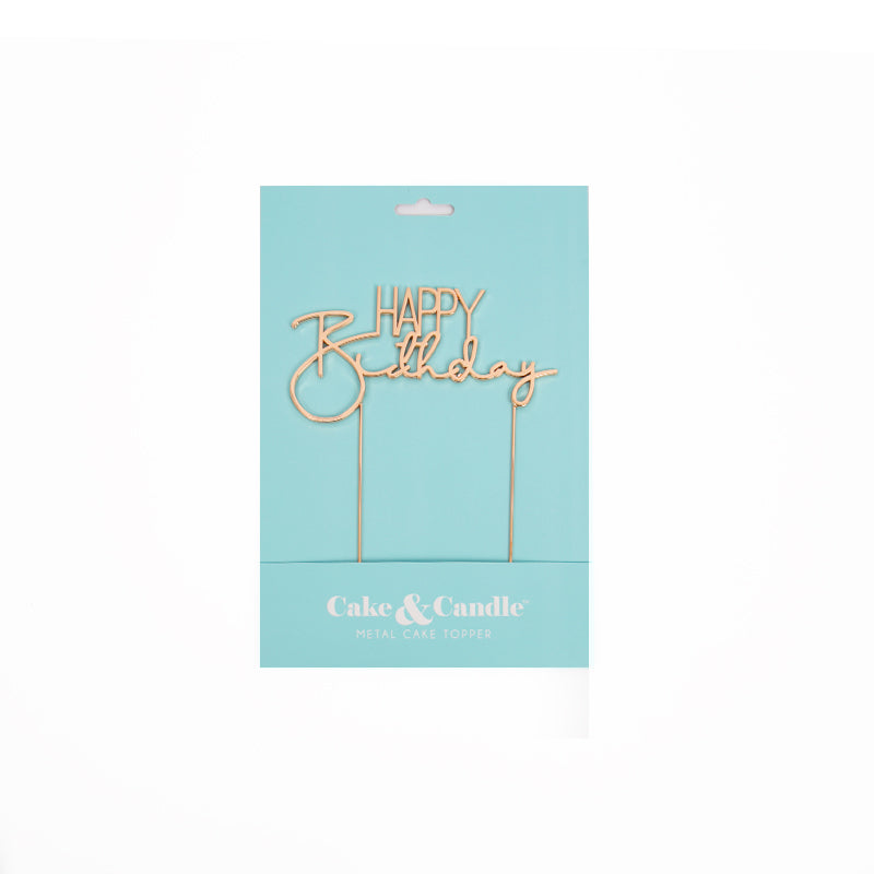 Happy Birthday Rose Gold Metal Cake Topper (2)
