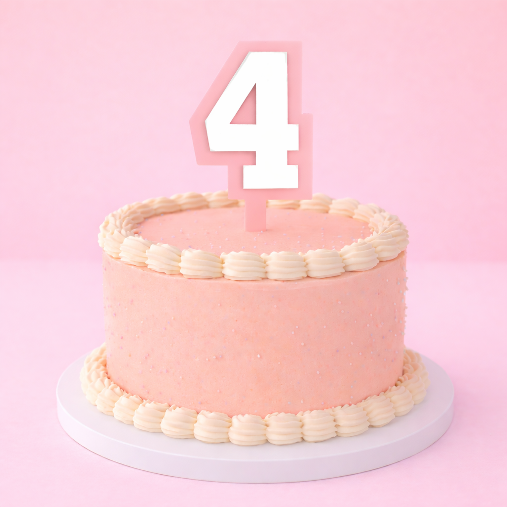 4 Pink+White Layered Acrylic Cake Topper