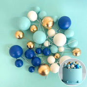 Blue, White & Gold Foam Ball Topper 32 Pack