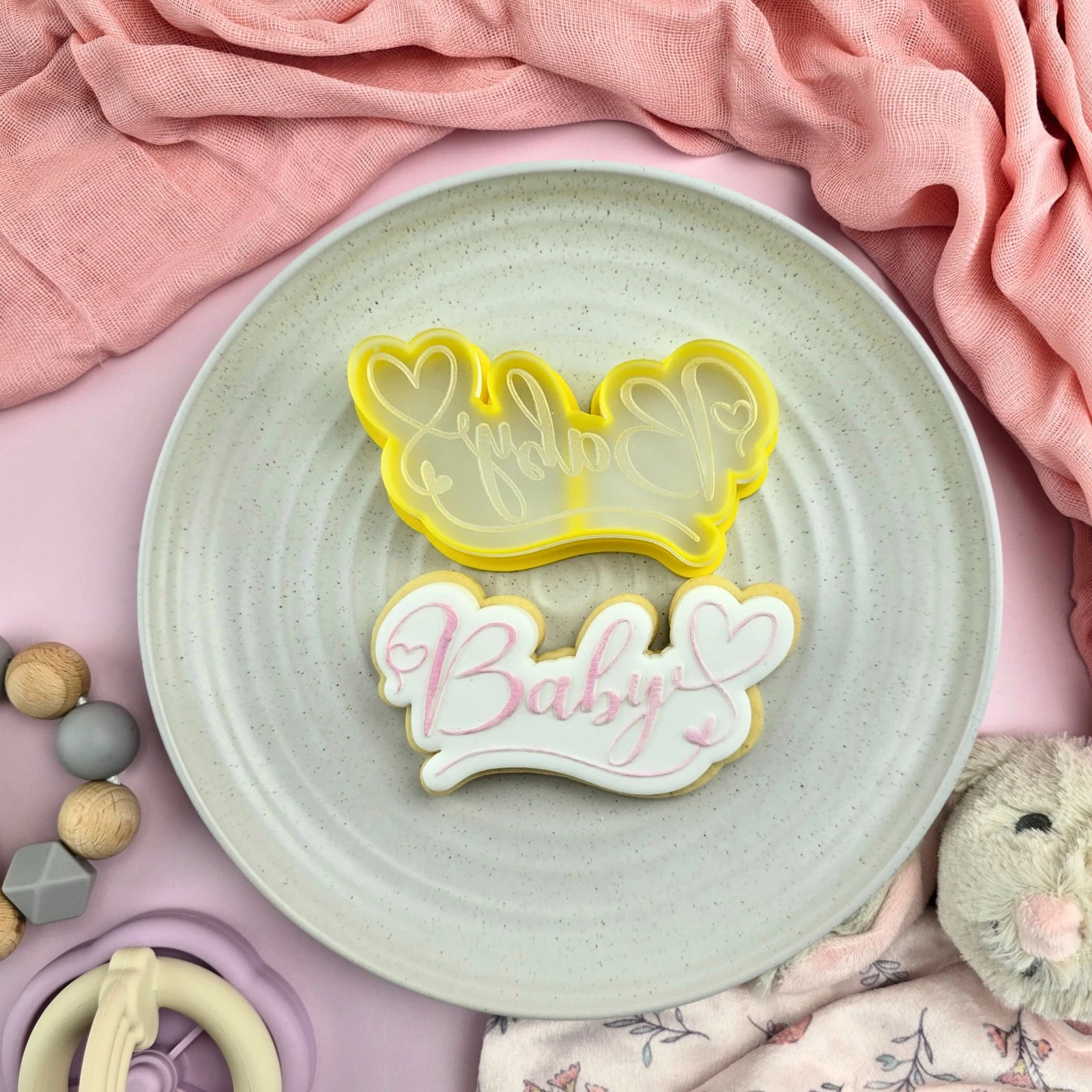 Baby Hearts Text Cutter & Debosser Set