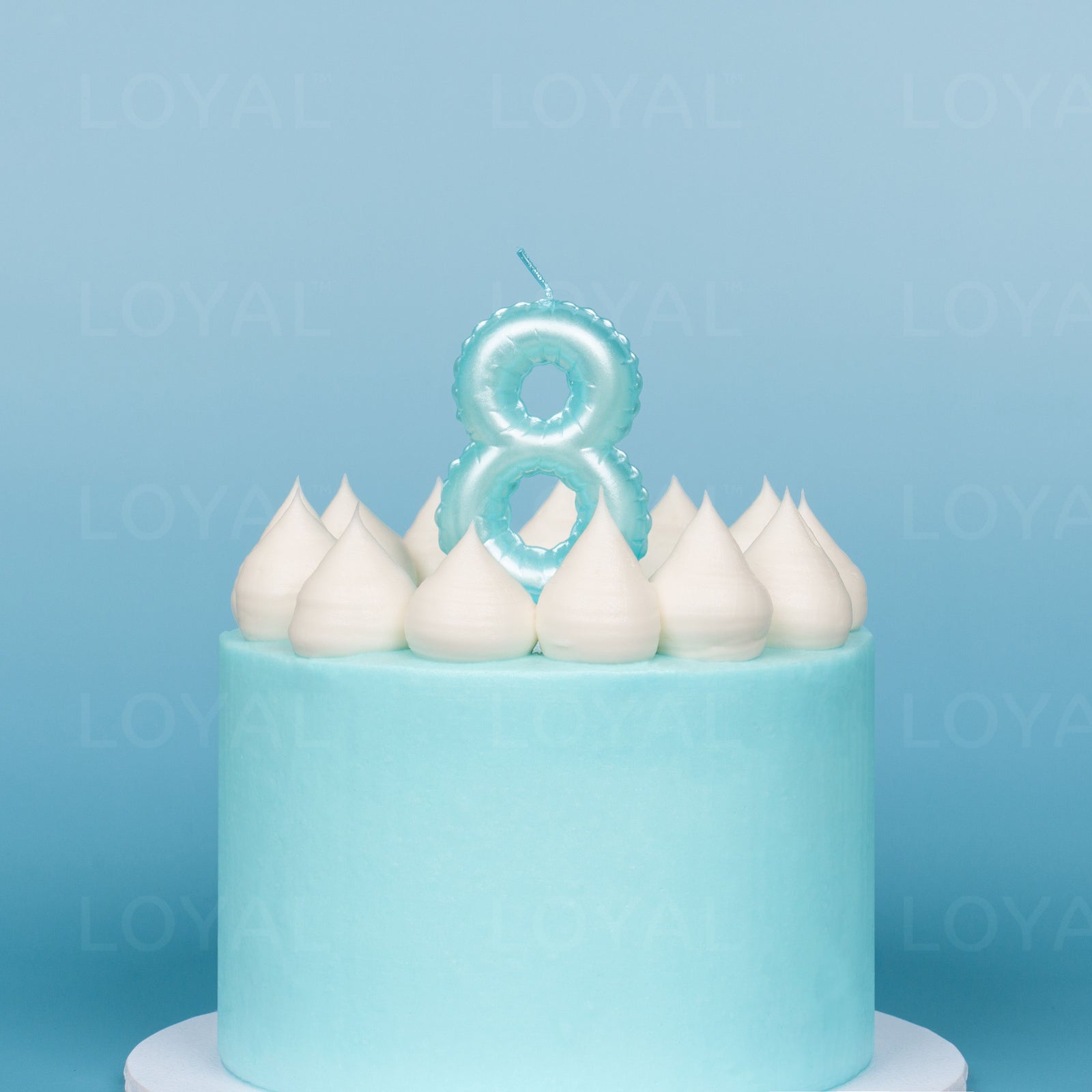 Blue Metallic Balloon Candle No 8