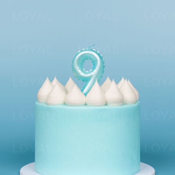 Blue Metallic Balloon Candle No 9