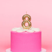 No 8 Gold Metallic Balloon Candle