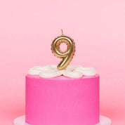 No 9 Gold Metallic Balloon Candle