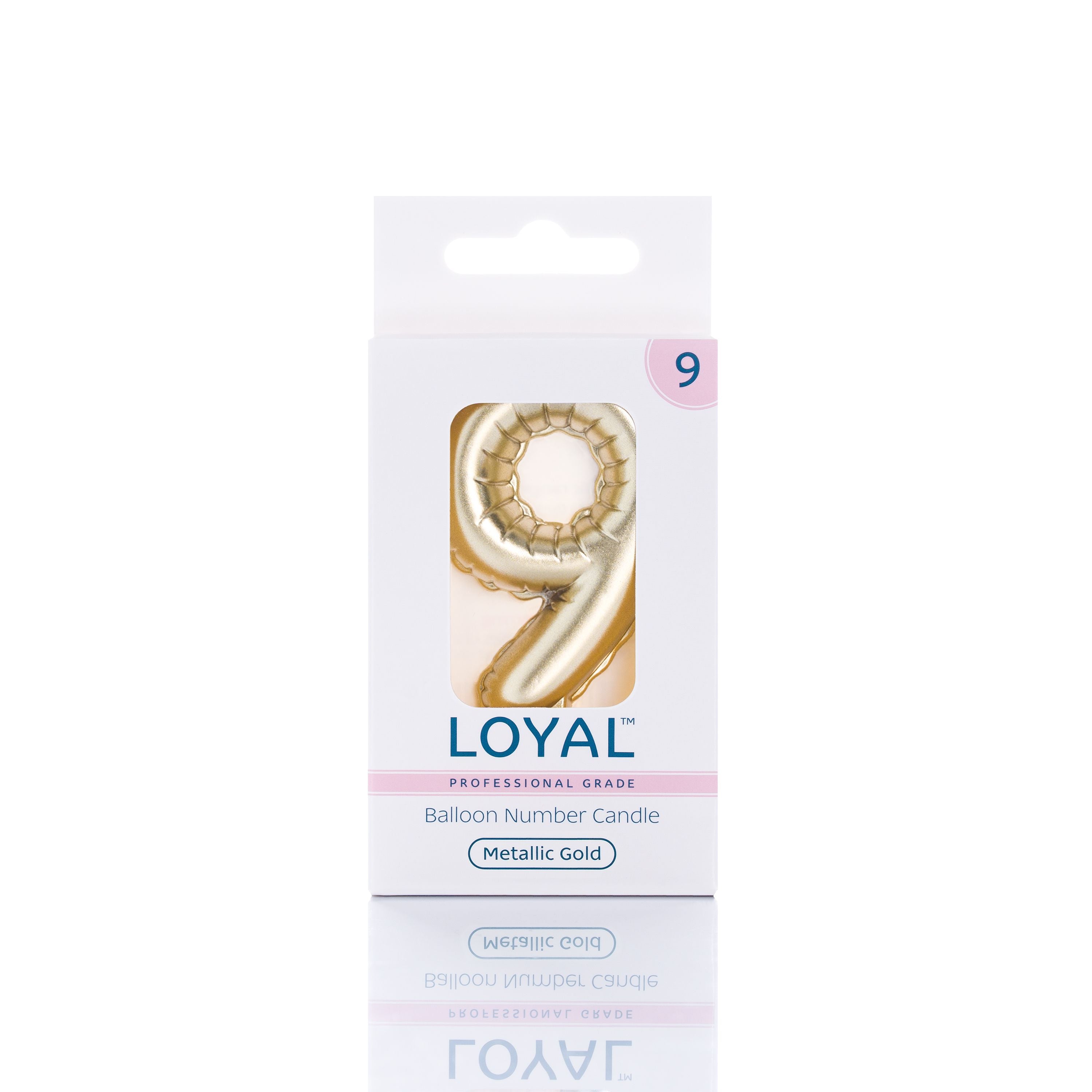No 9 Gold Metallic Balloon Candle