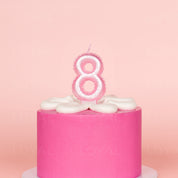 No 8 Pink Metallic Balloon Candle