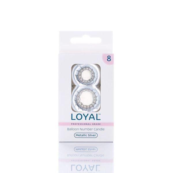 Silver Metallic Balloon Candle No 8