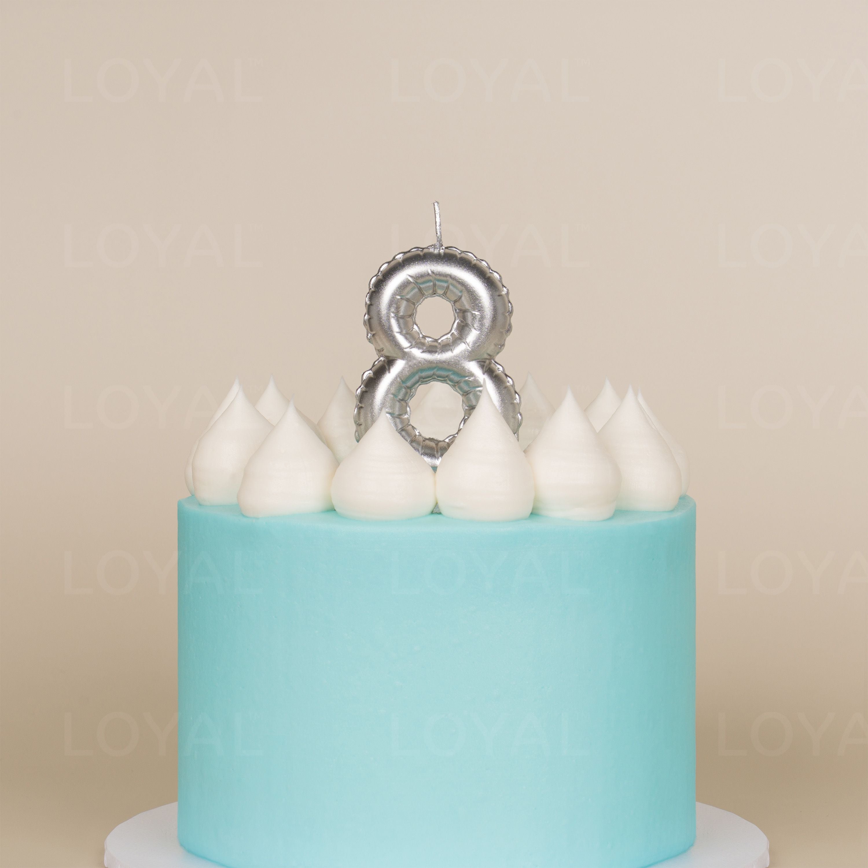 No 8 Silver Metallic Balloon Candle