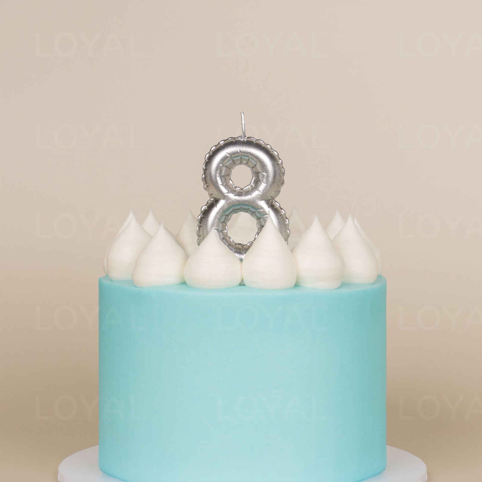 Silver Metallic Balloon Candle No 8