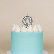 No 9 Silver Metallic Balloon Candle