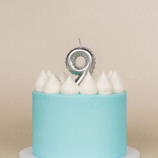 No 9 Silver Metallic Balloon Candle