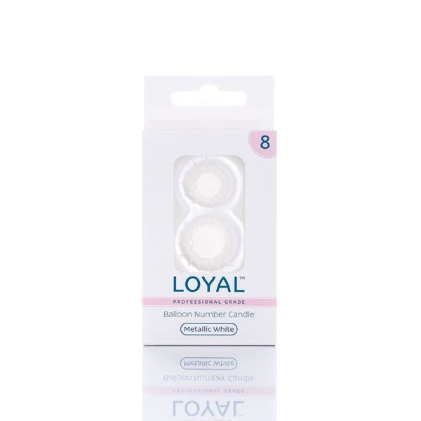 White Metallic Balloon Candle No 8