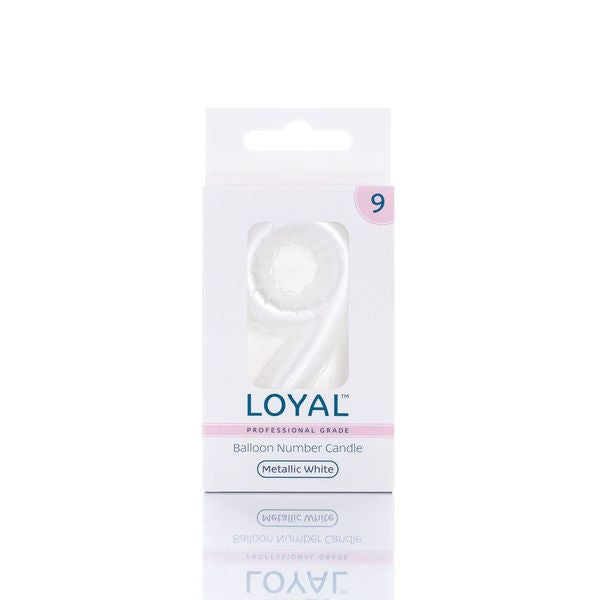 White Metallic Balloon Candle No 9
