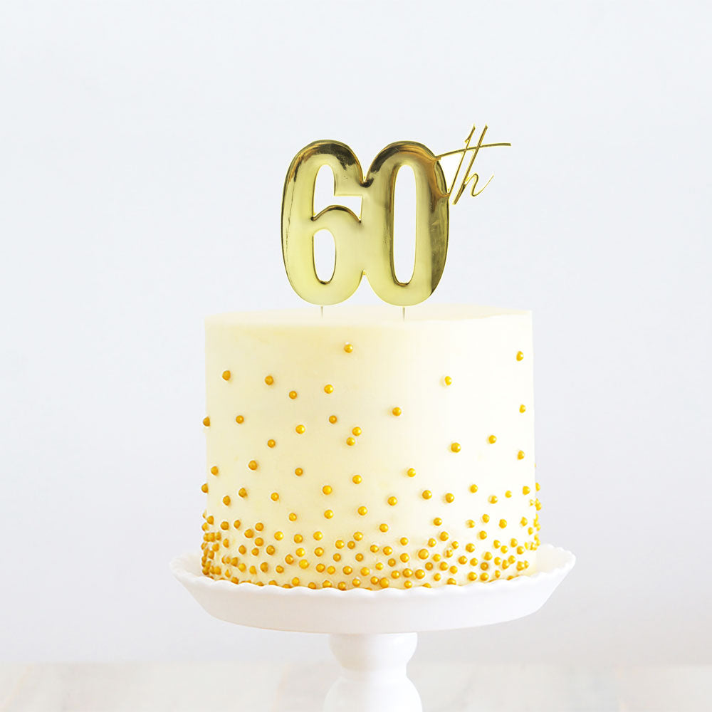60th Gold Metal Cake Topper